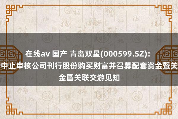 在线av 国产 青岛双星(000599.SZ): 收到深交所中止审核公司刊行股份购买财富并召募配套资金暨关联交游见知