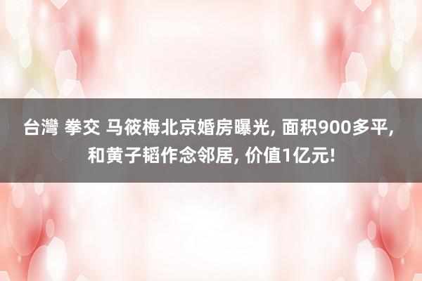 台灣 拳交 马筱梅北京婚房曝光， 面积900多平， 和黄子韬作念邻居， 价值1亿元!