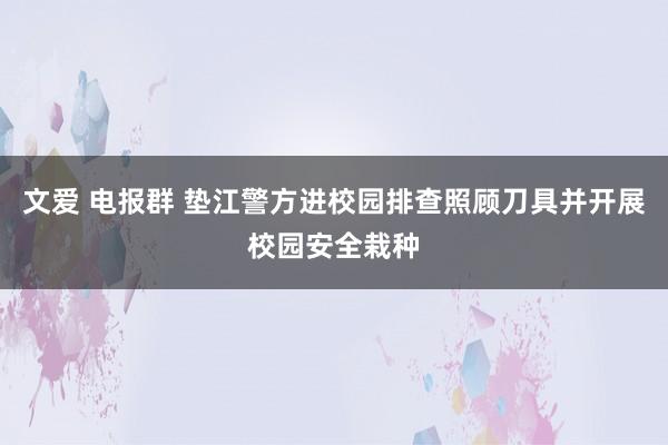 文爱 电报群 垫江警方进校园排查照顾刀具并开展校园安全栽种