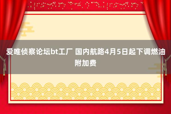 爱唯侦察论坛bt工厂 国内航路4月5日起下调燃油附加费